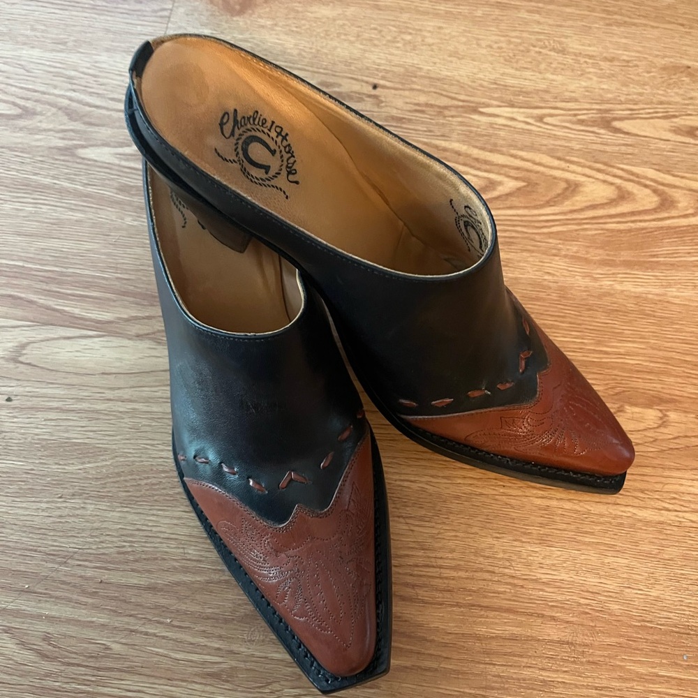 Charlie 1 Horse Lucchese Women’s Mules Slides Tooled Leather Western 9 1/2